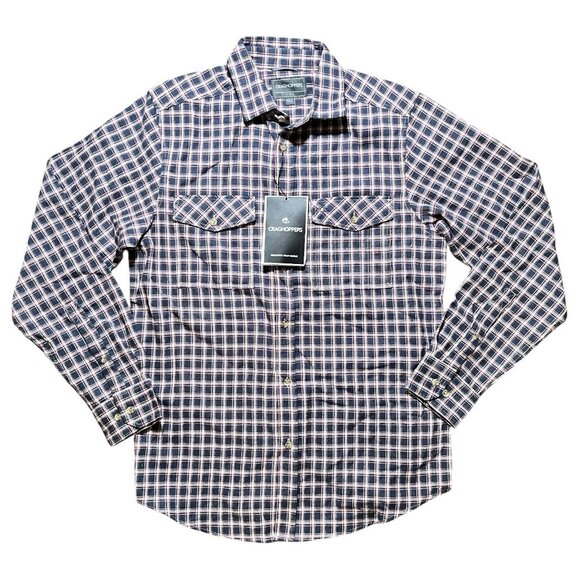 Craghoppers Men's Kiwi LS Check Flannel Shirt Small NWT Blue - Picture 1 of 11
